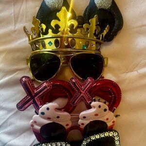 Large costume fashion editorial sunglasses kit 5 pairs glitter rhinestones